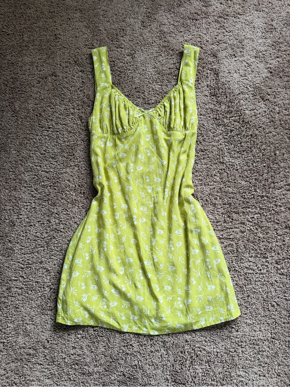 Lime Green Floral Summer Slip Dress